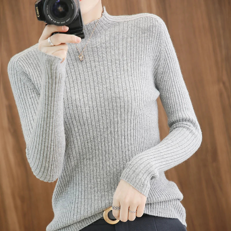 Quality Cashmere Sweater Women Pullovers Long Sleeve Feminine Slim