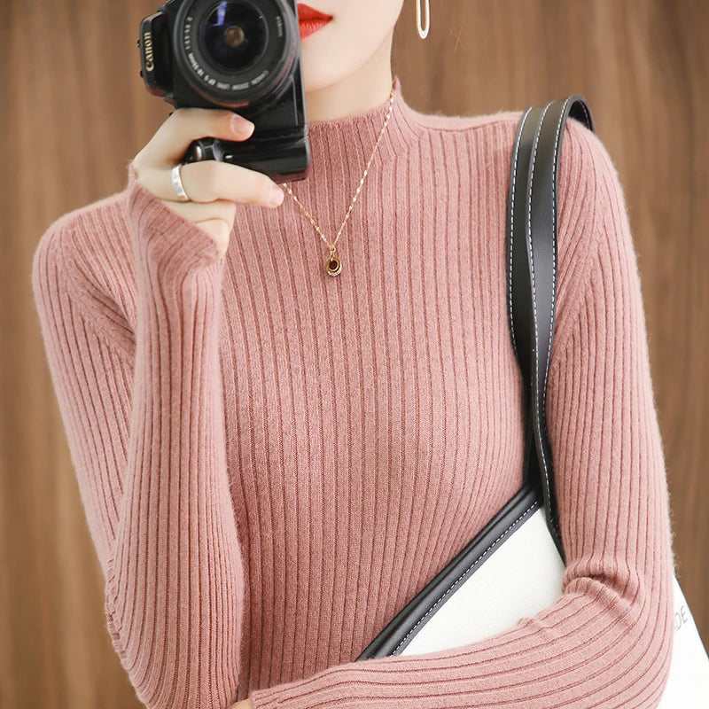 Quality Cashmere Sweater Women Pullovers Long Sleeve Feminine Slim