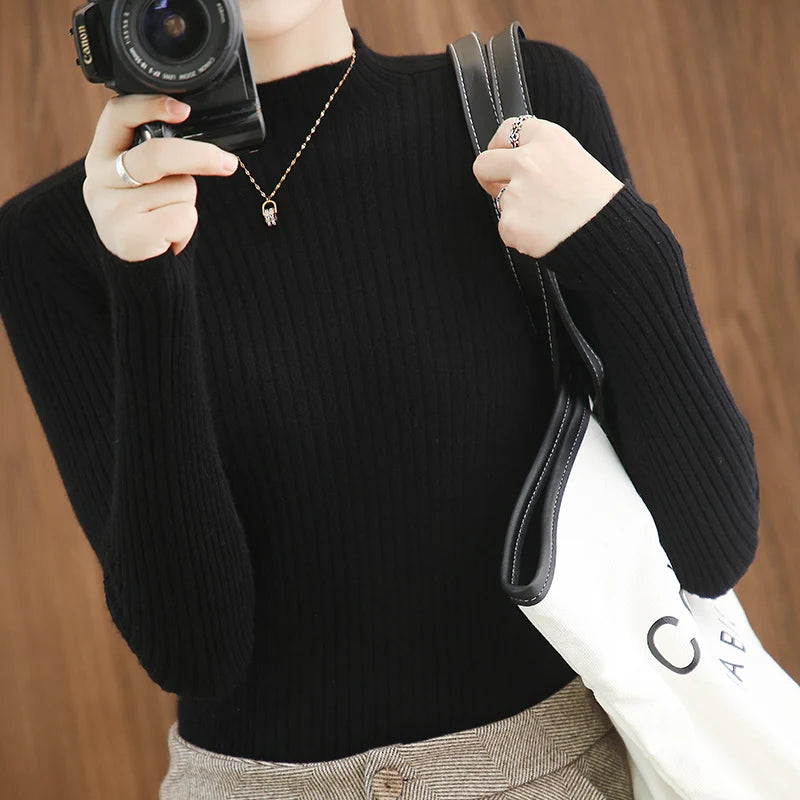 Quality Cashmere Sweater Women Pullovers Long Sleeve Feminine Slim