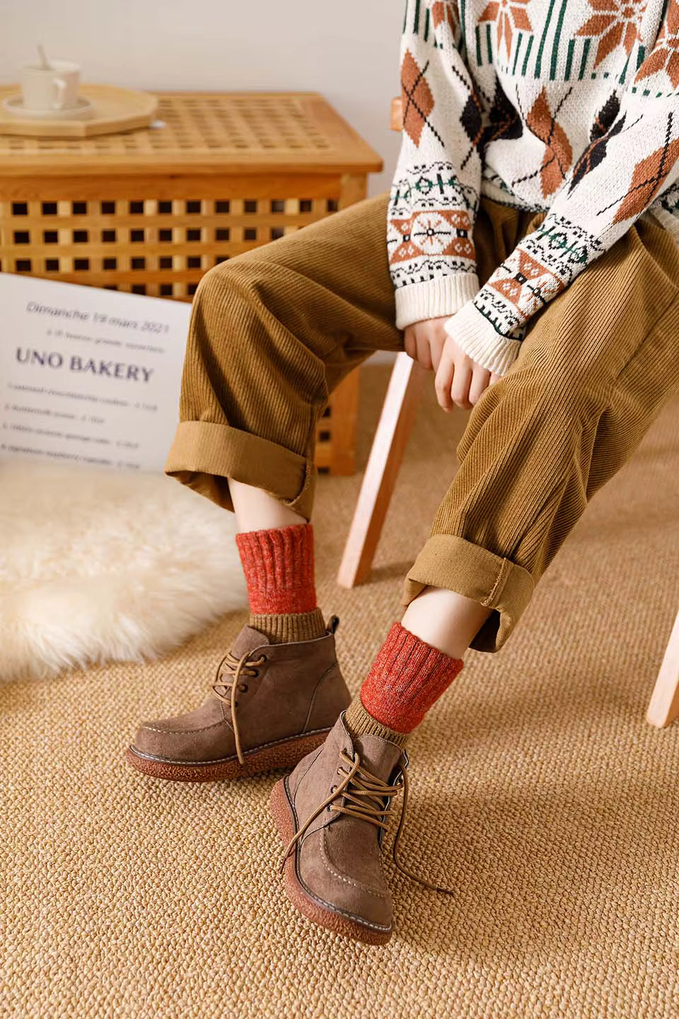 Winter Women's Thick Warm Merino Wool Socks Harajuku Retro Cold Resistant Fashion Casual Solid Color Cashmere Socks 5 Pair