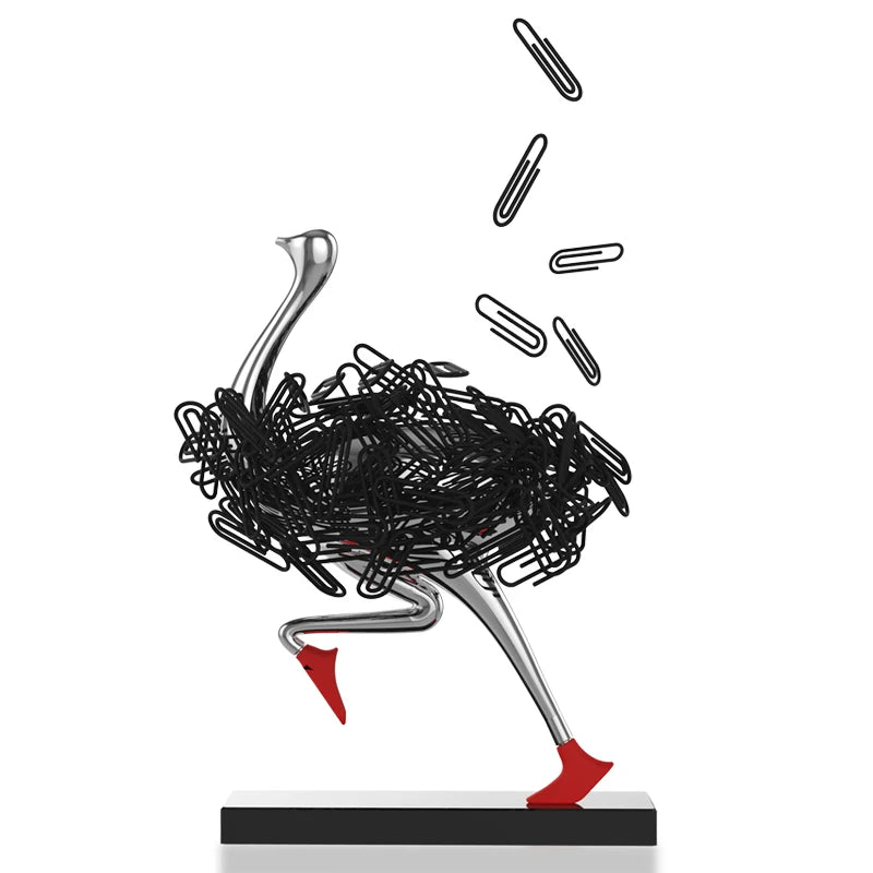 Ostrich Magnetic Desktop Paper Clip Holder | Unique Office Gift and Decor