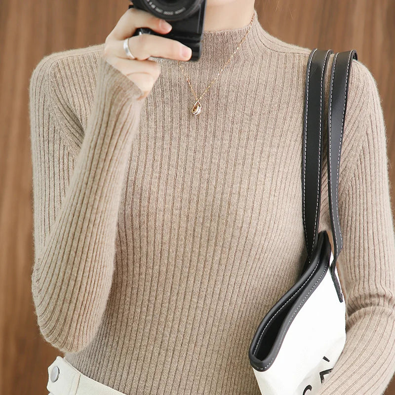 Quality Cashmere Sweater Women Pullovers Long Sleeve Feminine Slim