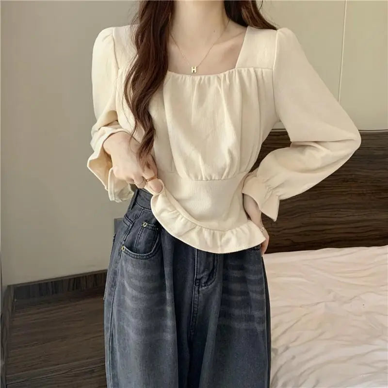 Long Sleeve Shirts Womens Satin Pleated Loose Fit Minimalist Feminine Romantic Gentle Vacation Spring Holiday Casual Daily Look