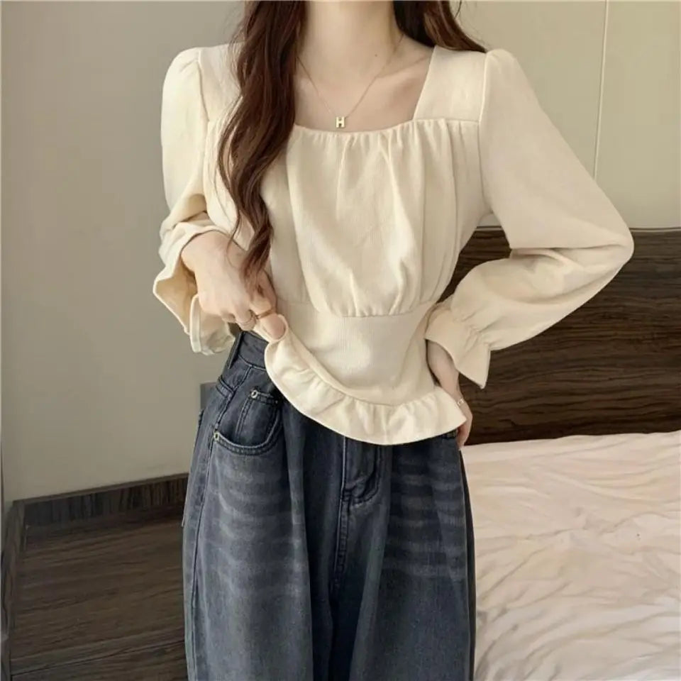 Long Sleeve Shirts Womens Satin Pleated Loose Fit Minimalist Feminine Romantic Gentle Vacation Spring Holiday Casual Daily Look