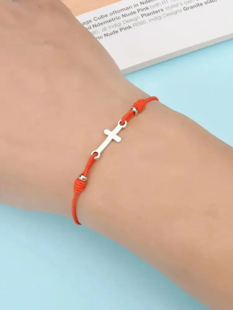 12 PCS New Alloy Cross Elastic Bracelets For Women and Men's Fashionable And Simple Adjustable Rubber Rope Bracelet Set