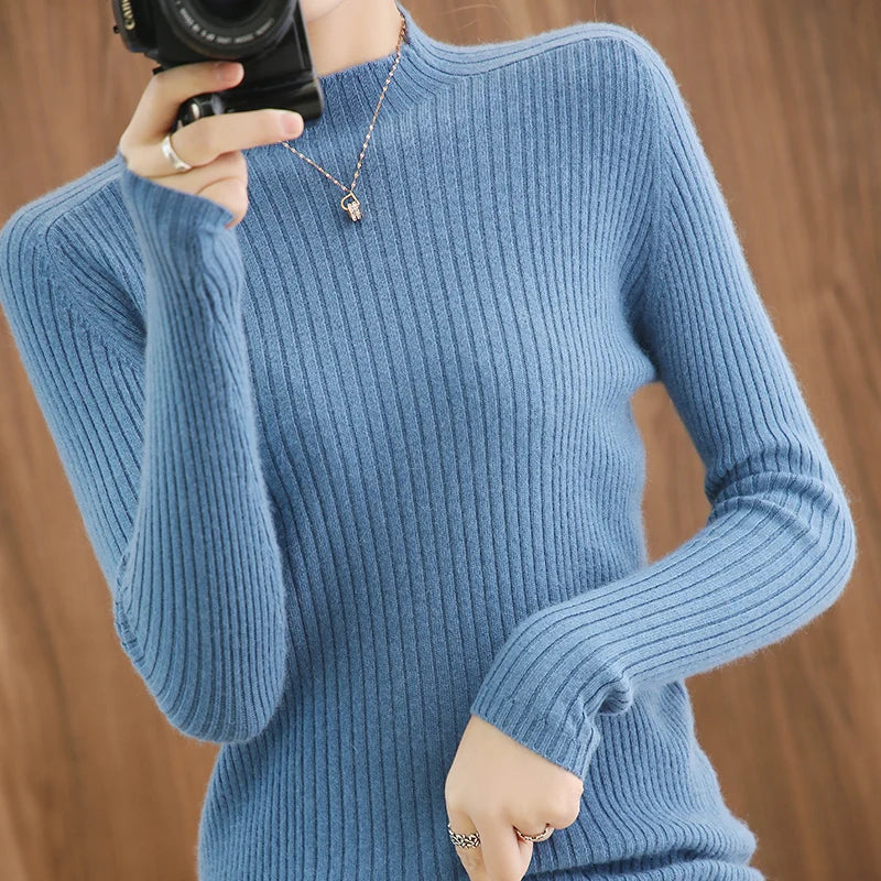 Quality Cashmere Sweater Women Pullovers Long Sleeve Feminine Slim