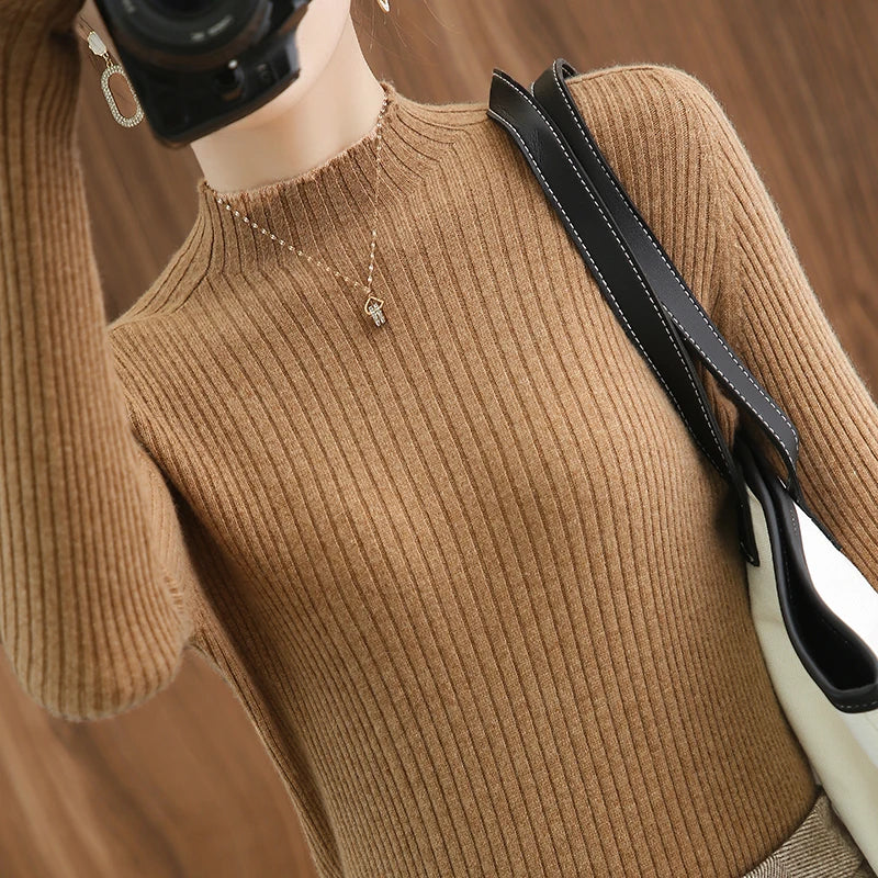 Quality Cashmere Sweater Women Pullovers Long Sleeve Feminine Slim