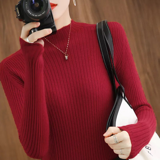 Quality Cashmere Sweater Women Pullovers Long Sleeve Feminine Slim