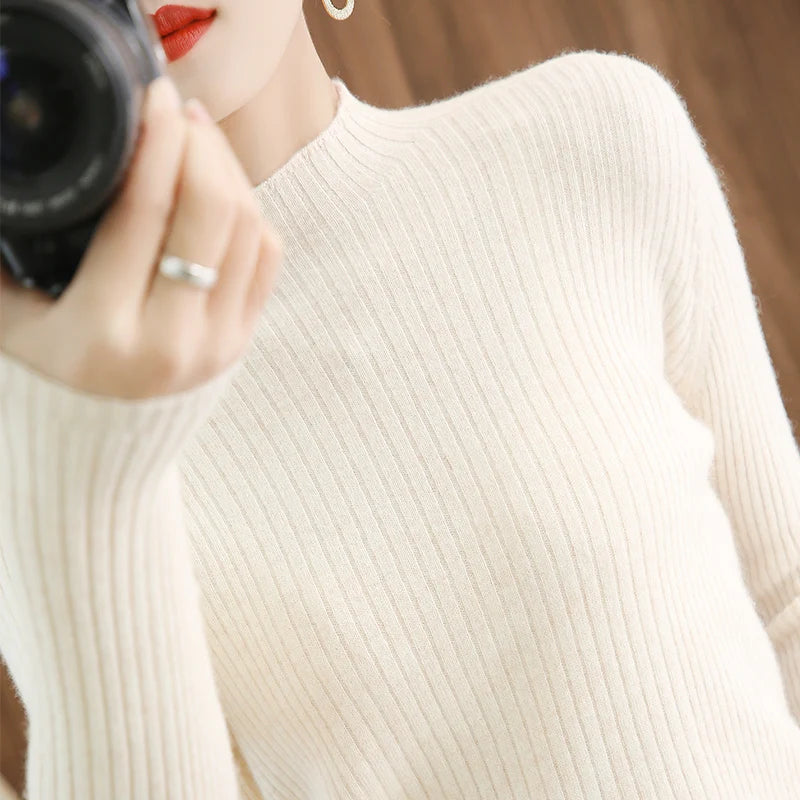 Quality Cashmere Sweater Women Pullovers Long Sleeve Feminine Slim