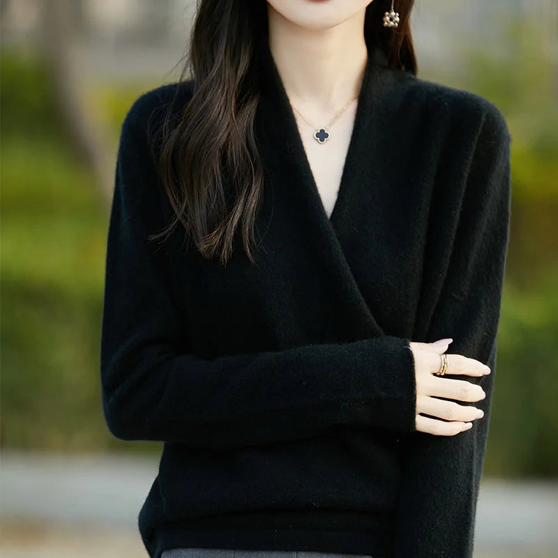 Women's Knitted Cashmere Sweater 100% Merino Wool Thickened Top Loose Long Sleeve Clothing Warm For Autumn And Winter YYY2442