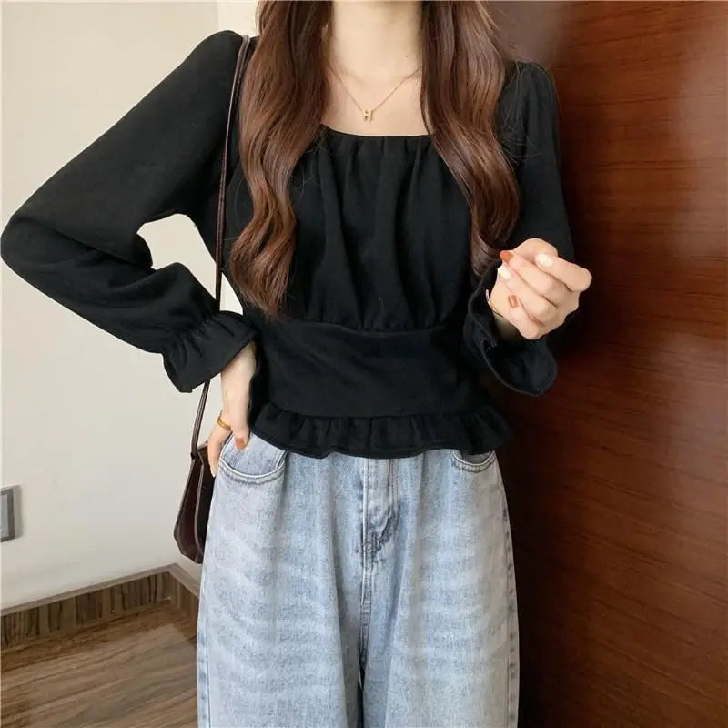 Long Sleeve Shirts Womens Satin Pleated Loose Fit Minimalist Feminine Romantic Gentle Vacation Spring Holiday Casual Daily Look