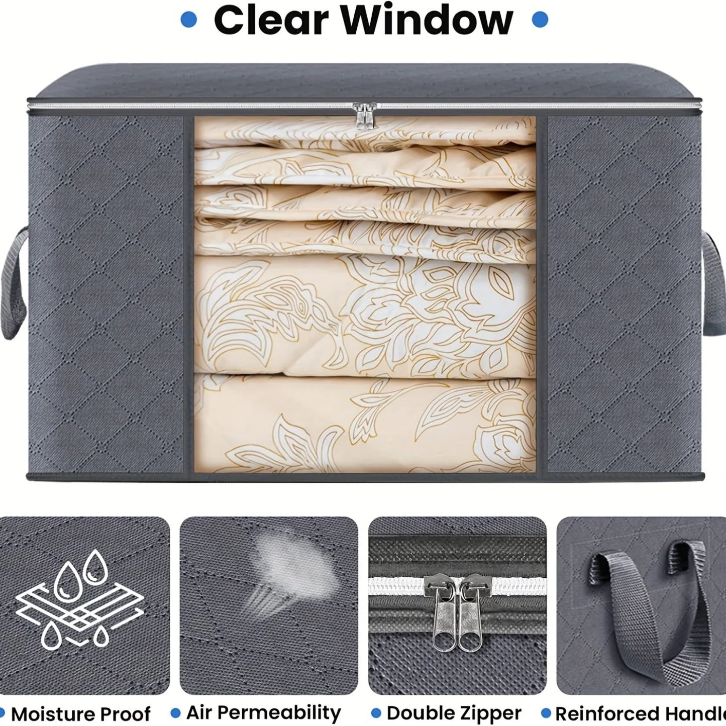 Foldable Storage Bags Large Capacity Moisture-proof Clothing Blanket Containers for Wardrobes Dorms Closet Bedroom