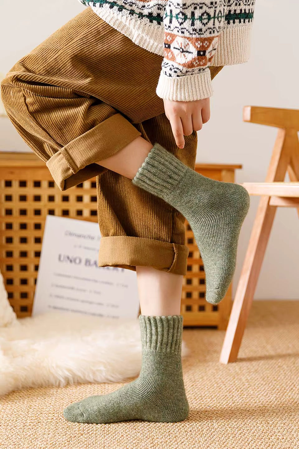 Winter Women's Thick Warm  Merino Wool Socks Harajuku Retro Cold Resistant Fashion Casual Solid Color Cashmere Socks 5 Pair