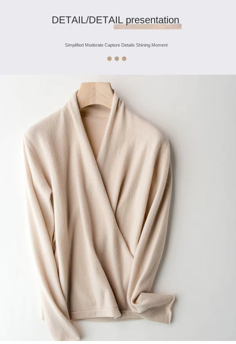 Elegant Women's Knitted Sweater 100% Merino Wool Thickened Top Loose Long Sleeve Clothing Warm For Autumn And Winter